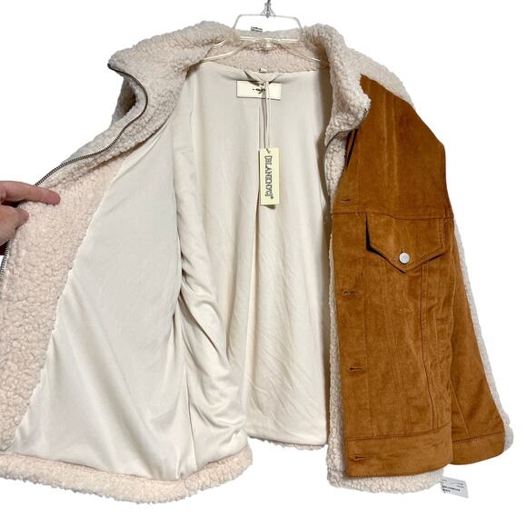 Blank NYC Catch Me Outside Oversized Trucker Jacket Sherpa Faux Suede - Picture 10 of 12